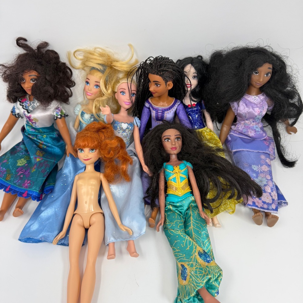 Disney Princess Doll Lot Mirabel Elsa Cinderella Snow White Aurora Jasmine
